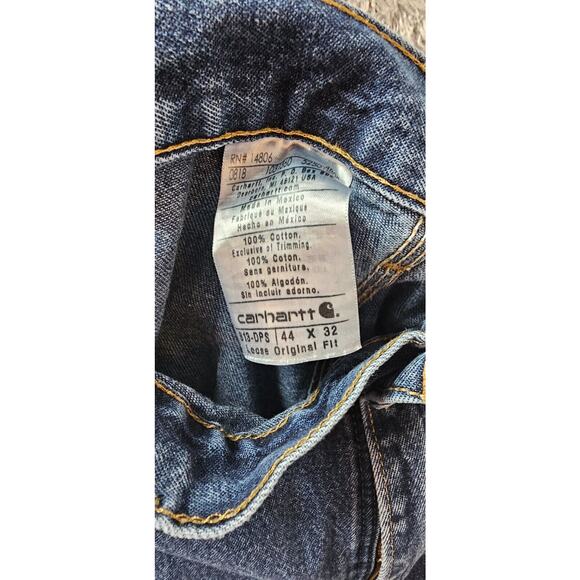 Carhartt Jeans Mens Sz 44x32 Loose Original Fit Blue Denim Work Heavy Duty - Picture 2 of 4